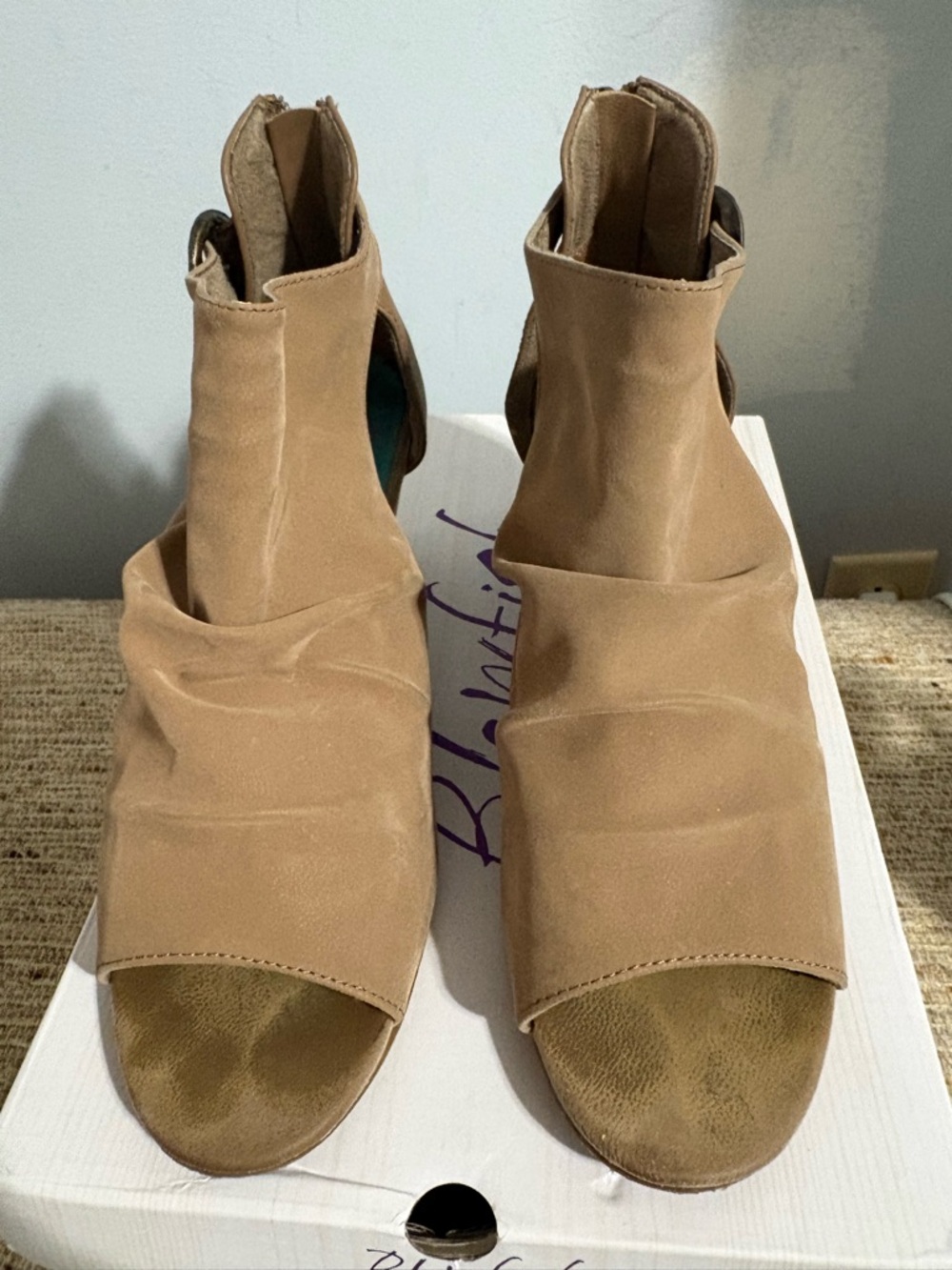 Blowfish Suede Taupe Open-Toe Sandals - Women's